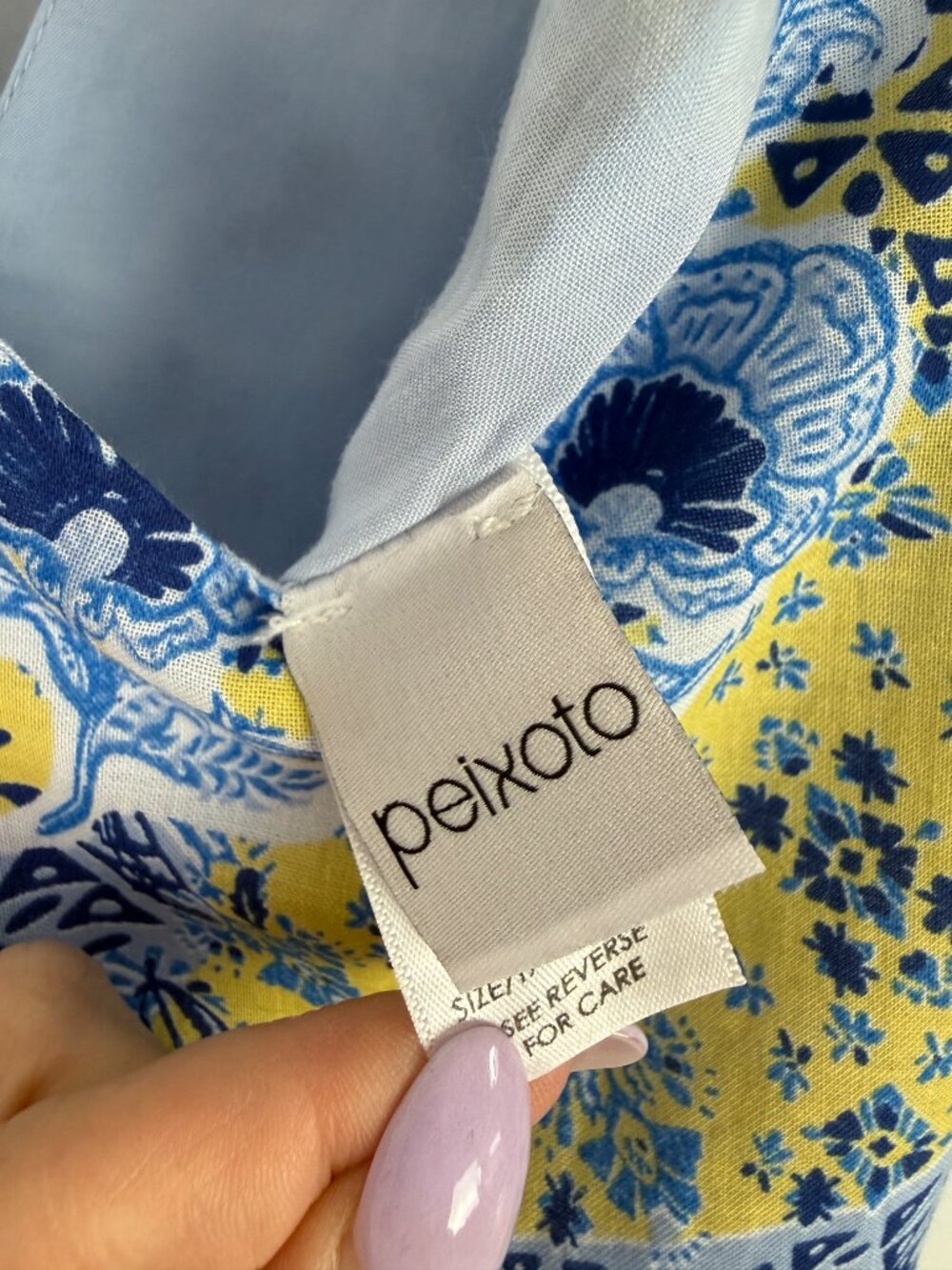 Peixoto Floral Maxi Dress Cotton Sundress Pockets Campo Azul Blue Yellow Size XL - Picture 7 of 14